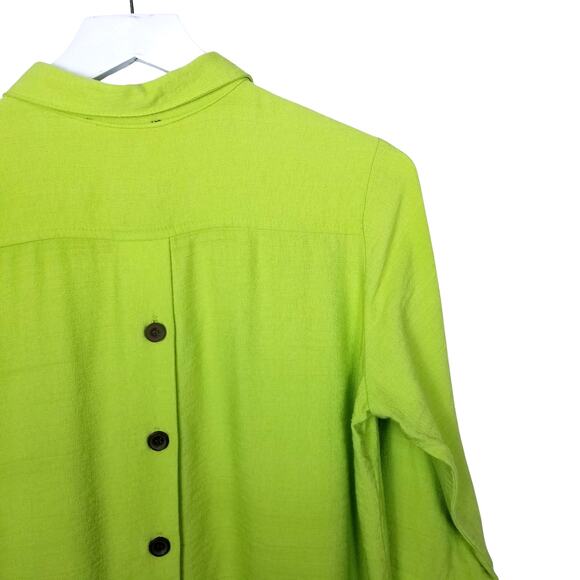 BOHO CHIC Charteuse Button-Back 3/4 Sleeve Shirt Made in USA - Size S - Picture 4 of 7